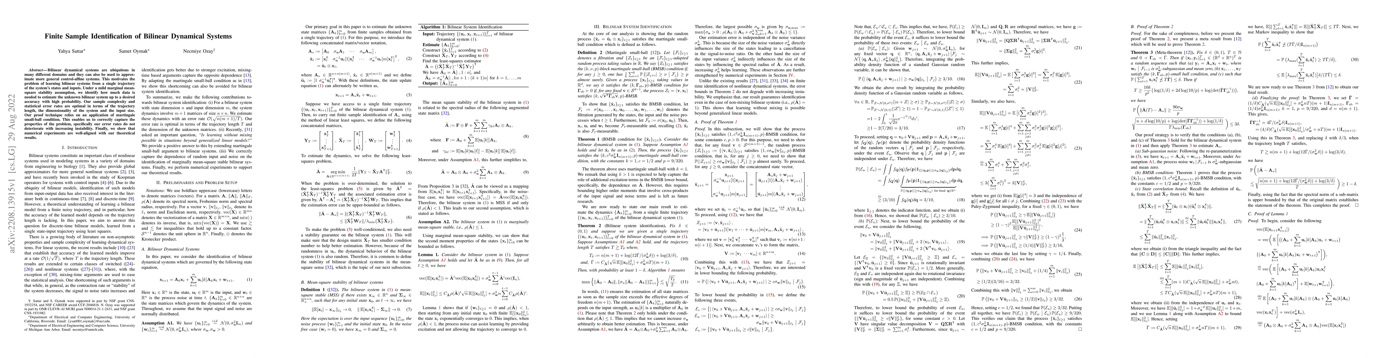 Thumbnail for Finite Sample Identification of Bilinear Dynamical Systems