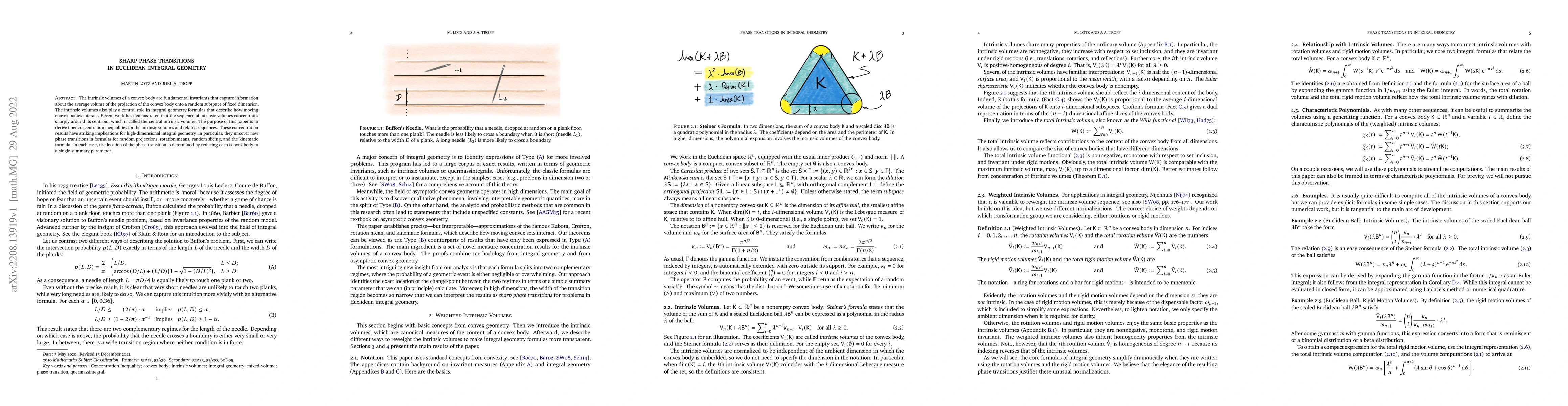 Thumbnail for Sharp phase transitions in Euclidean integral geometry
