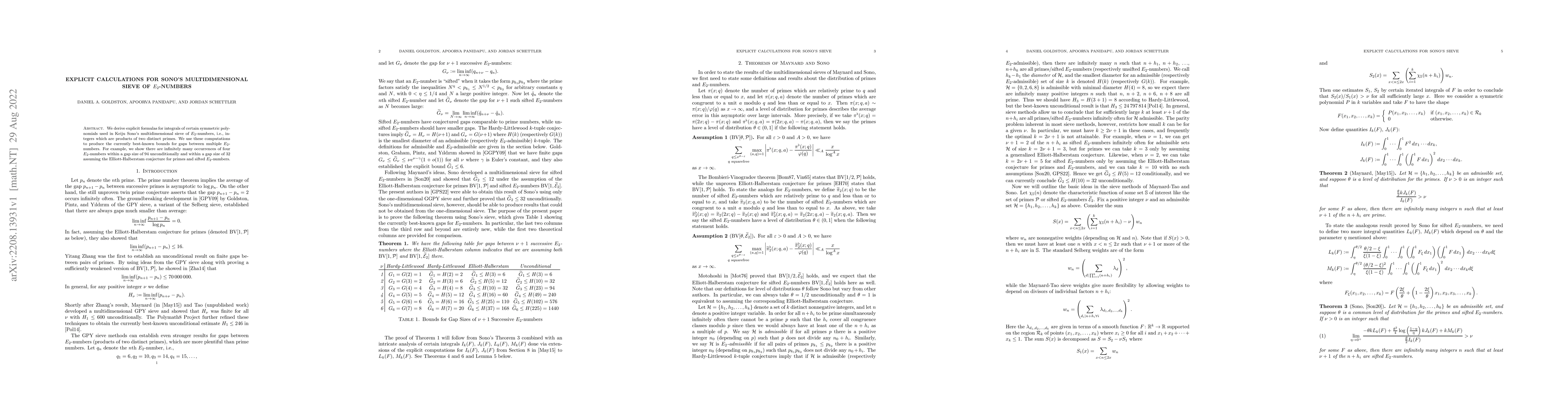 Thumbnail for Explicit Calculations for Sono's Multidimensional Sieve of $E_2$-Numbers