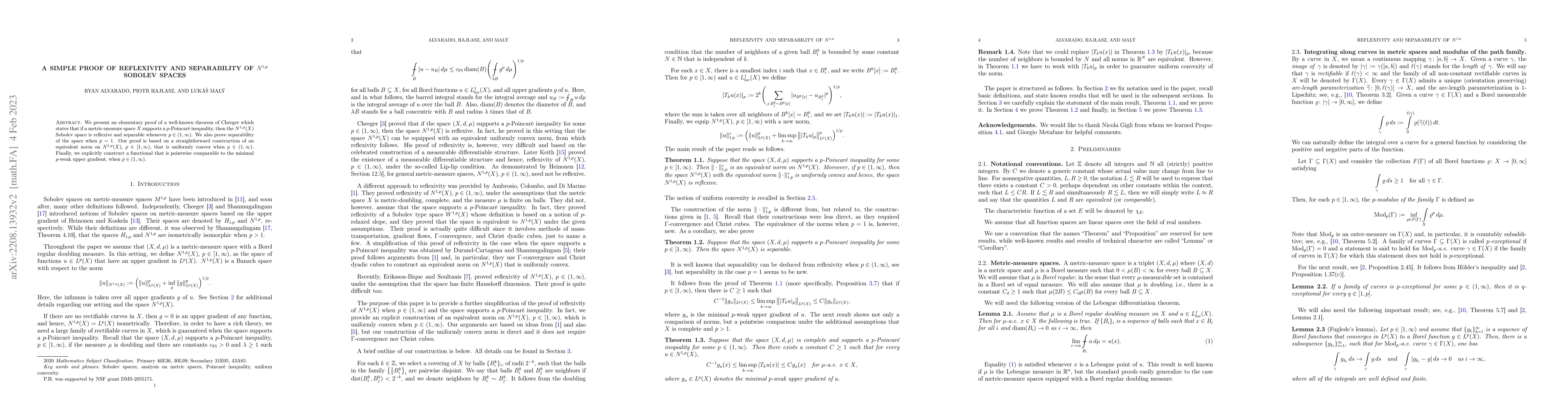 Thumbnail for A simple proof of reflexivity and separability of $N^{1,p}$ Sobolev
  spaces