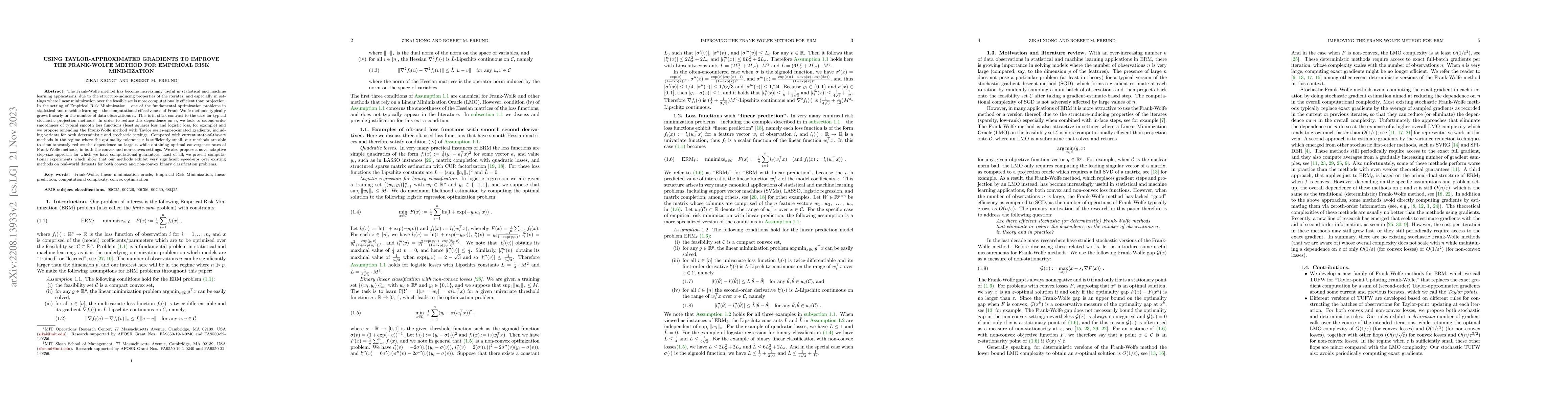 Thumbnail for Using Taylor-Approximated Gradients to Improve the Frank-Wolfe Method
  for Empirical Risk Minimization