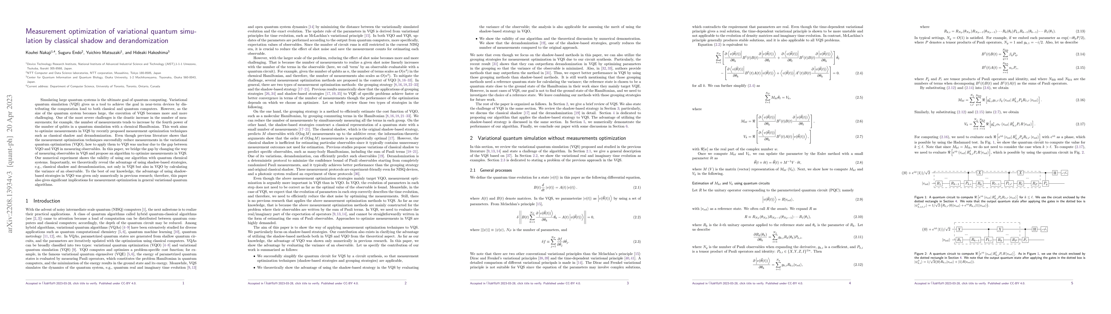 Thumbnail for Measurement optimization of variational quantum simulation by classical
  shadow and derandomization