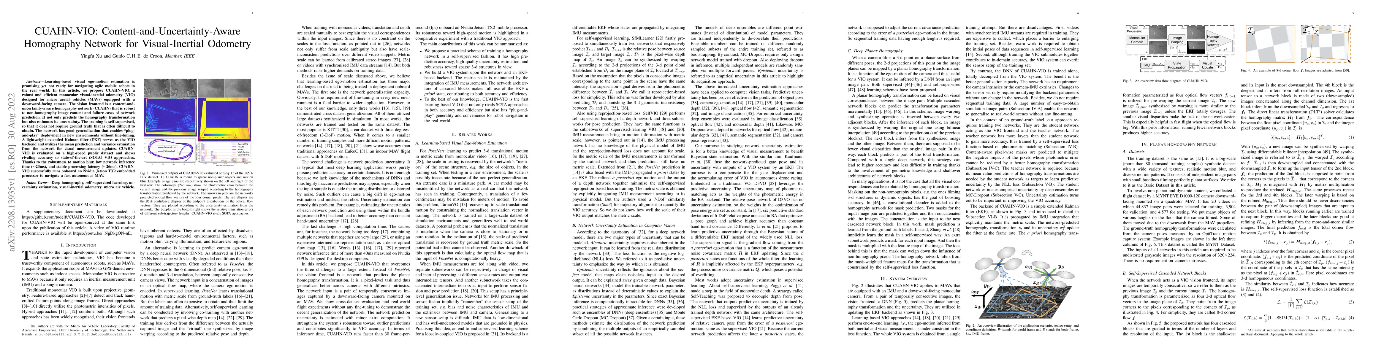 Thumbnail for CUAHN-VIO: Content-and-Uncertainty-Aware Homography Network for
  Visual-Inertial Odometry