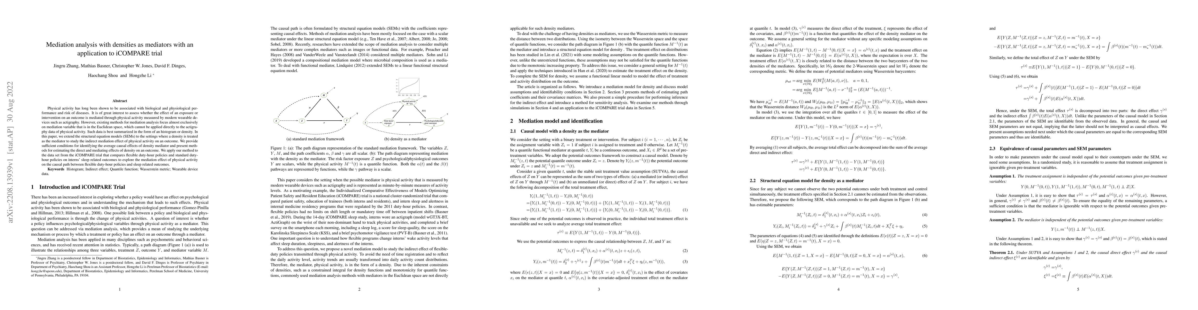 Thumbnail for Mediation analysis with densities as mediators with an application to
  iCOMPARE trial