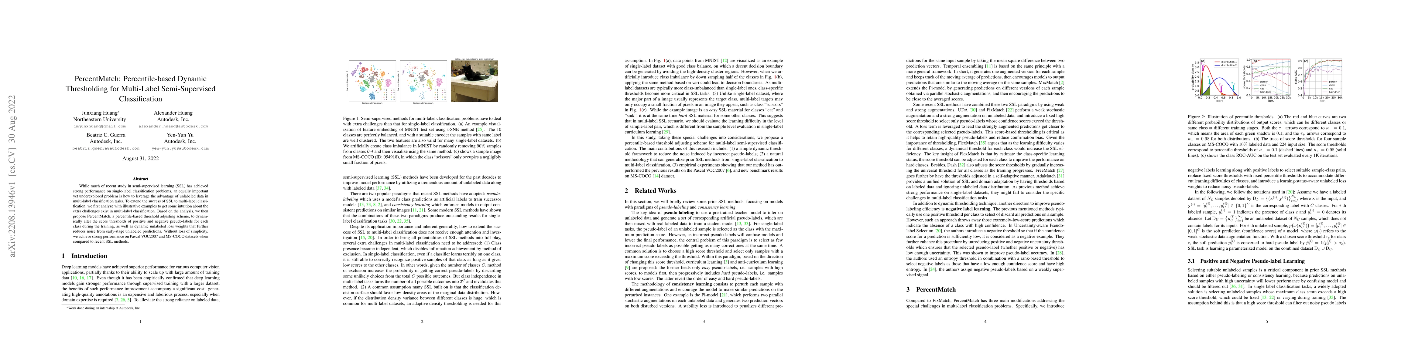 Thumbnail for PercentMatch: Percentile-based Dynamic Thresholding for Multi-Label
  Semi-Supervised Classification