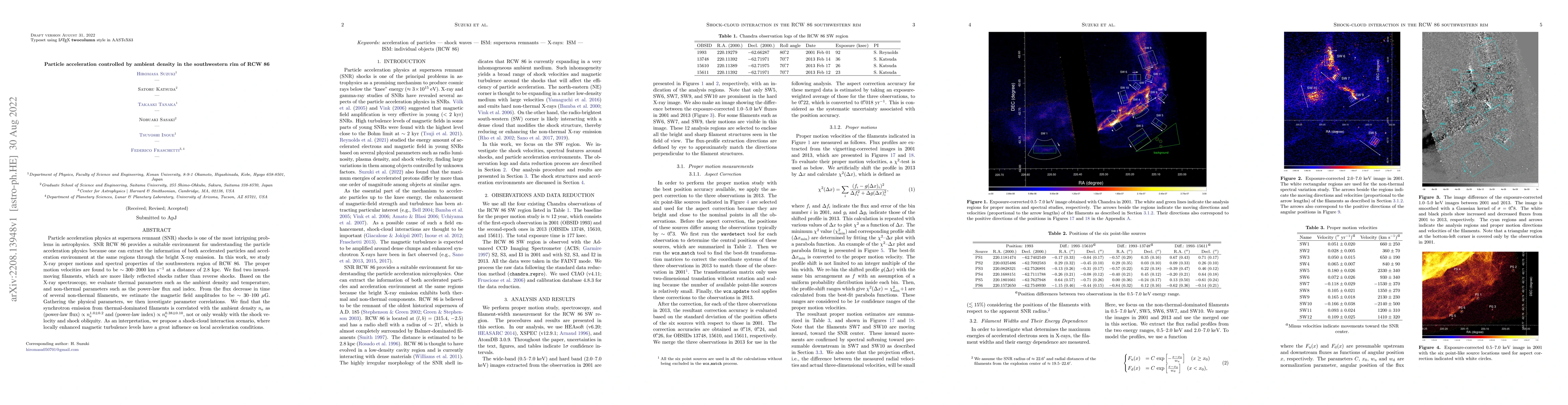 Thumbnail for Particle acceleration controlled by ambient density in the southwestern
  rim of RCW 86