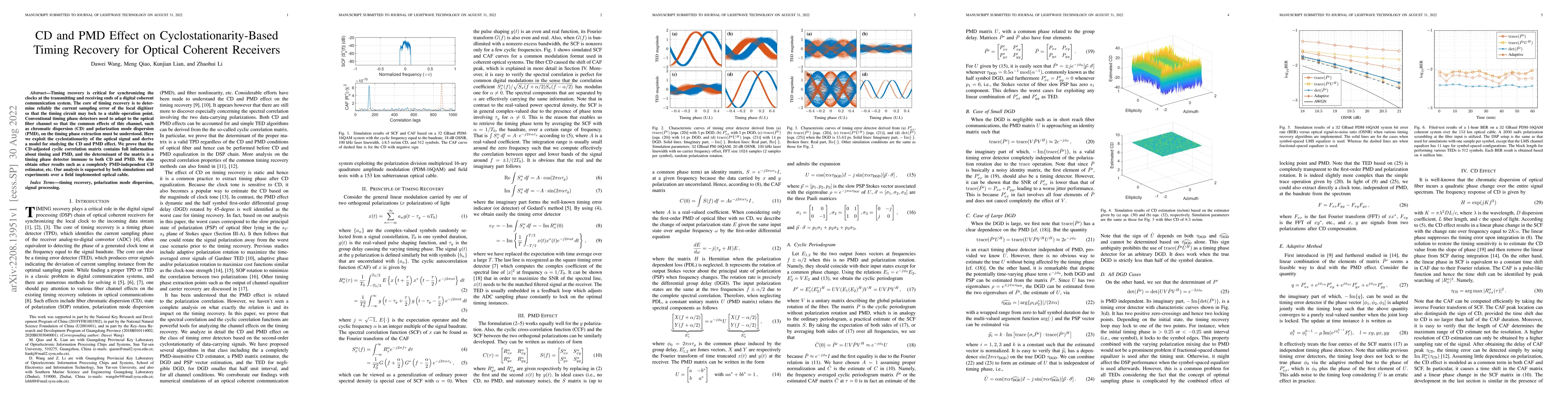 Thumbnail for CD and PMD Effect on Cyclostationarity-Based Timing Recovery for Optical
  Coherent Receivers