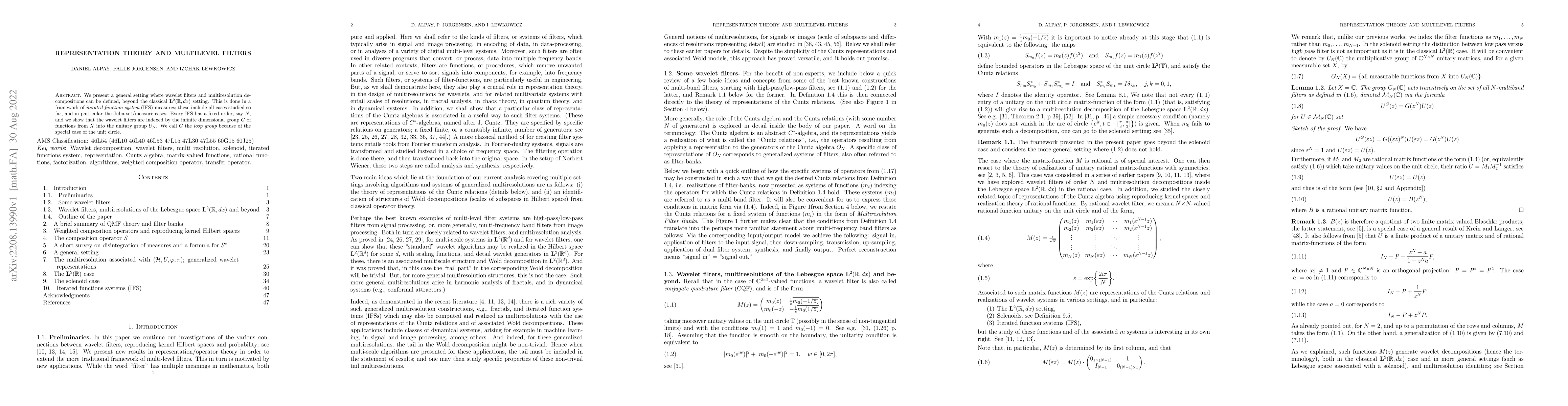 Thumbnail for Representation theory and multilevel filters