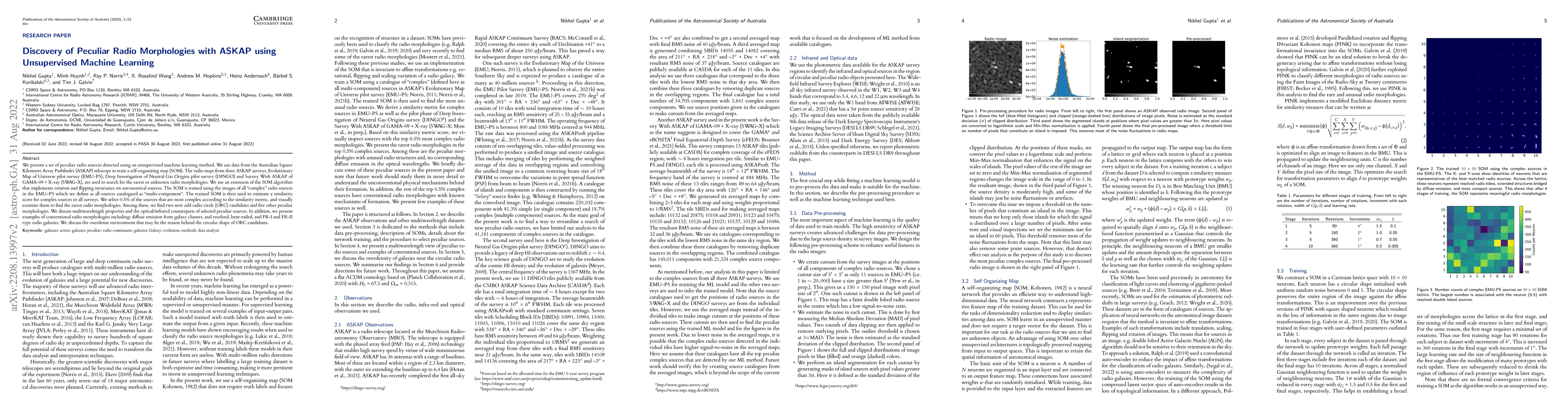 Thumbnail for Discovery of Peculiar Radio Morphologies with ASKAP using Unsupervised
  Machine Learning