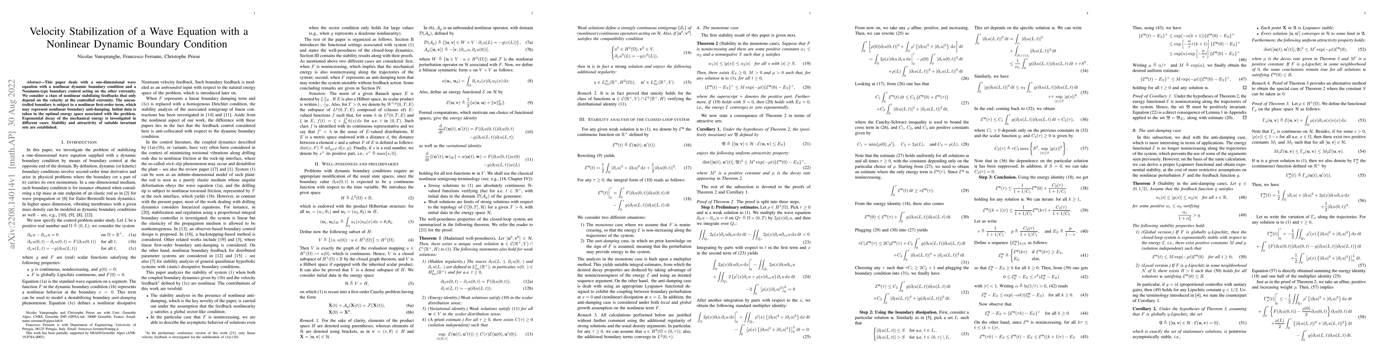 Thumbnail for Velocity Stabilization of a Wave Equation with a Nonlinear Dynamic
  Boundary Condition