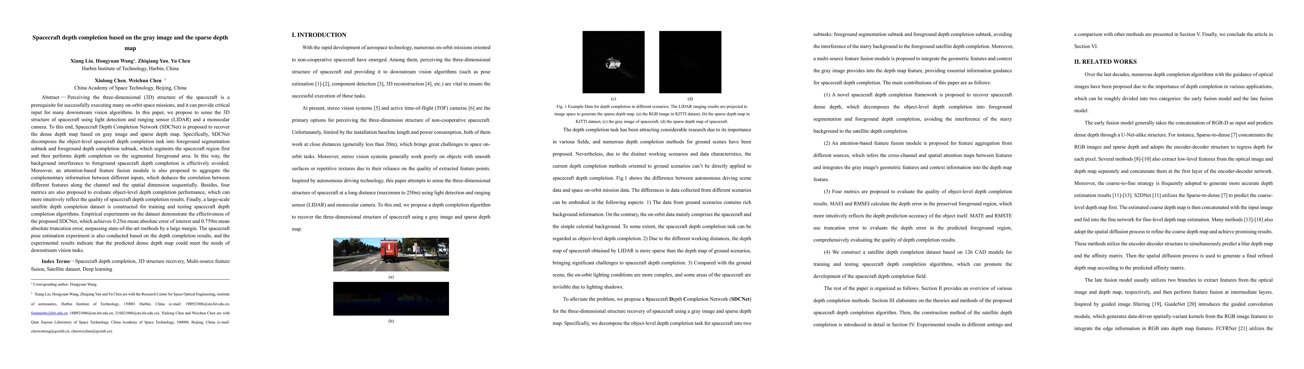 Thumbnail for Spacecraft depth completion based on the gray image and the sparse depth
  map