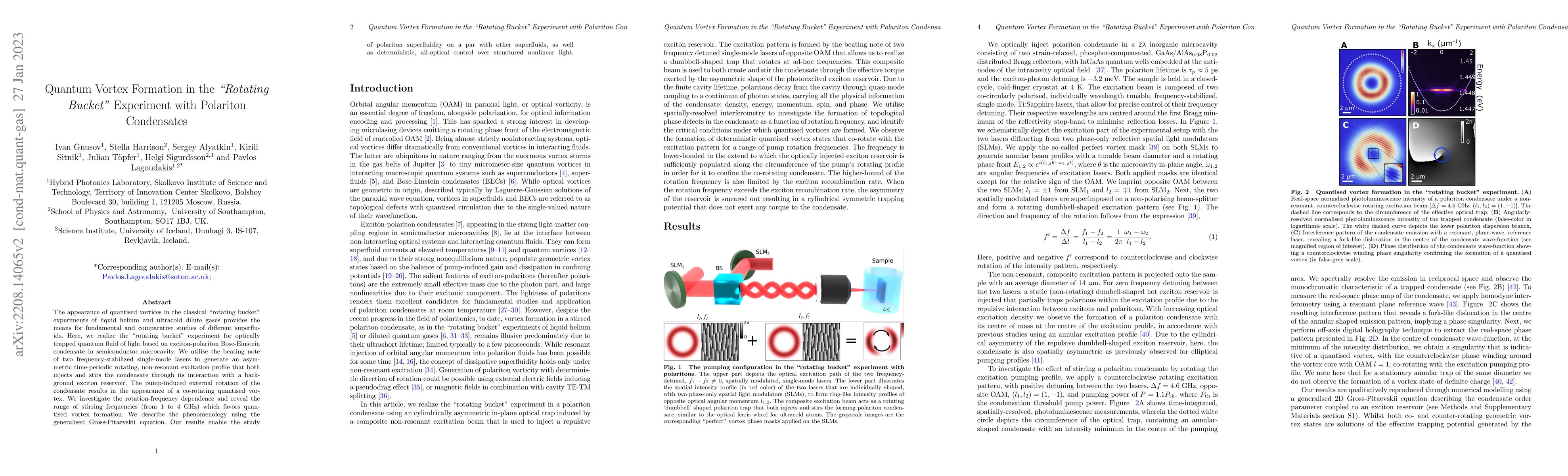 Thumbnail for Quantum Vortex Formation in the "Rotating Bucket'' Experiment with
  Polariton Condensates