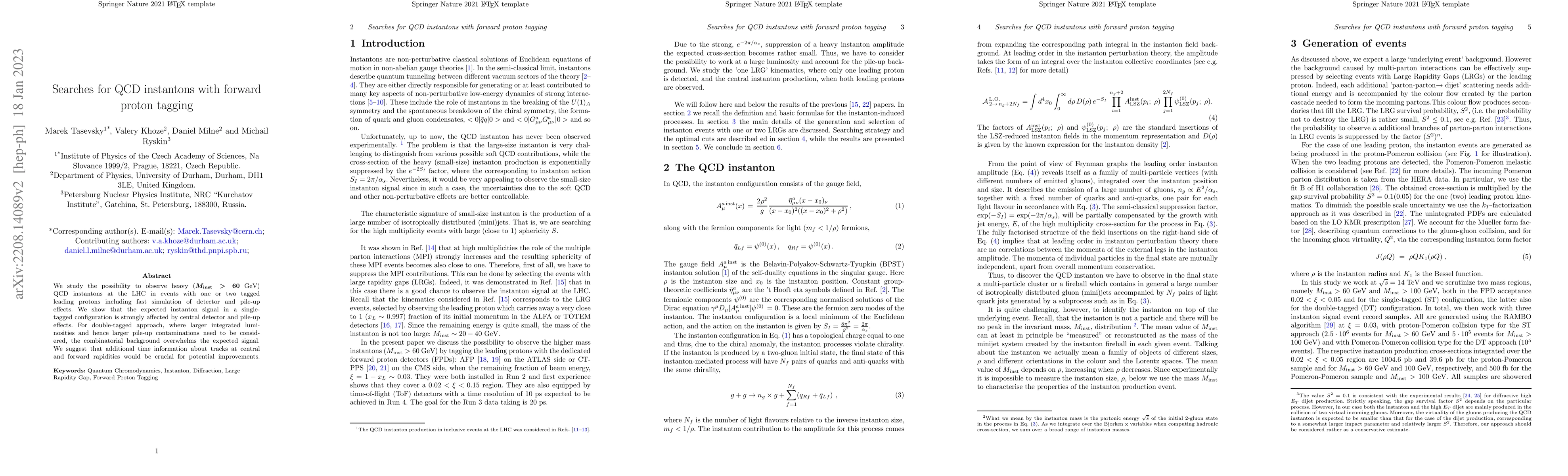 Thumbnail for Searches for QCD instantons with forward proton tagging