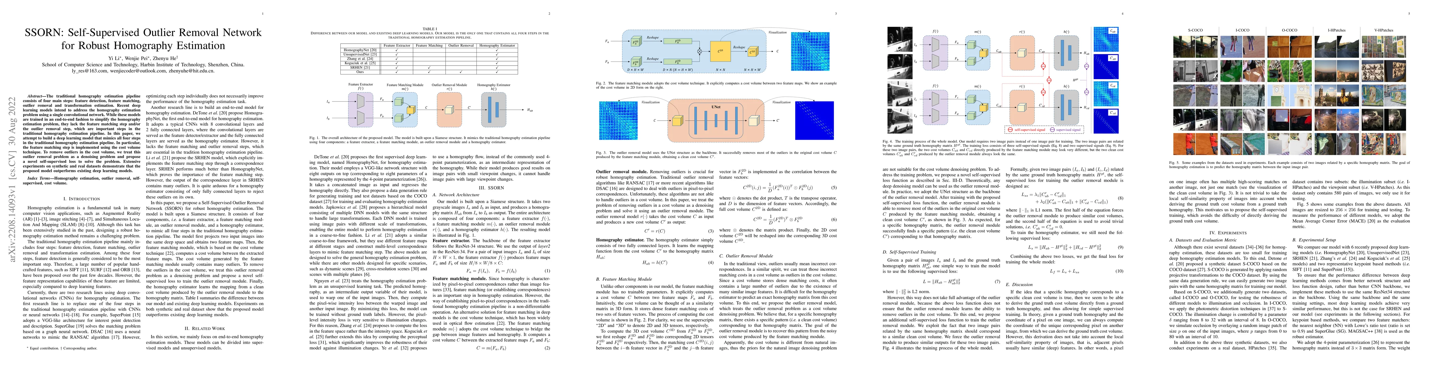 Thumbnail for SSORN: Self-Supervised Outlier Removal Network for Robust Homography
  Estimation