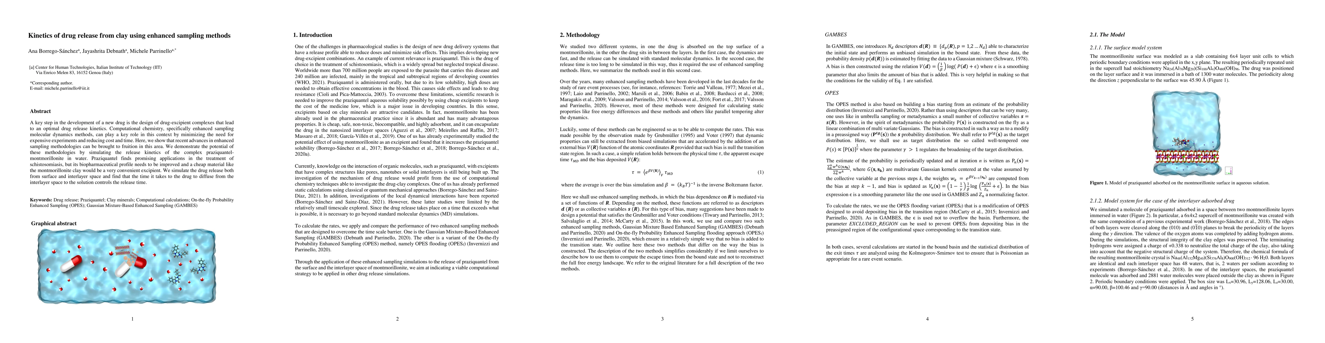 Thumbnail for Kinetics of drug release from clay using enhanced sampling methods