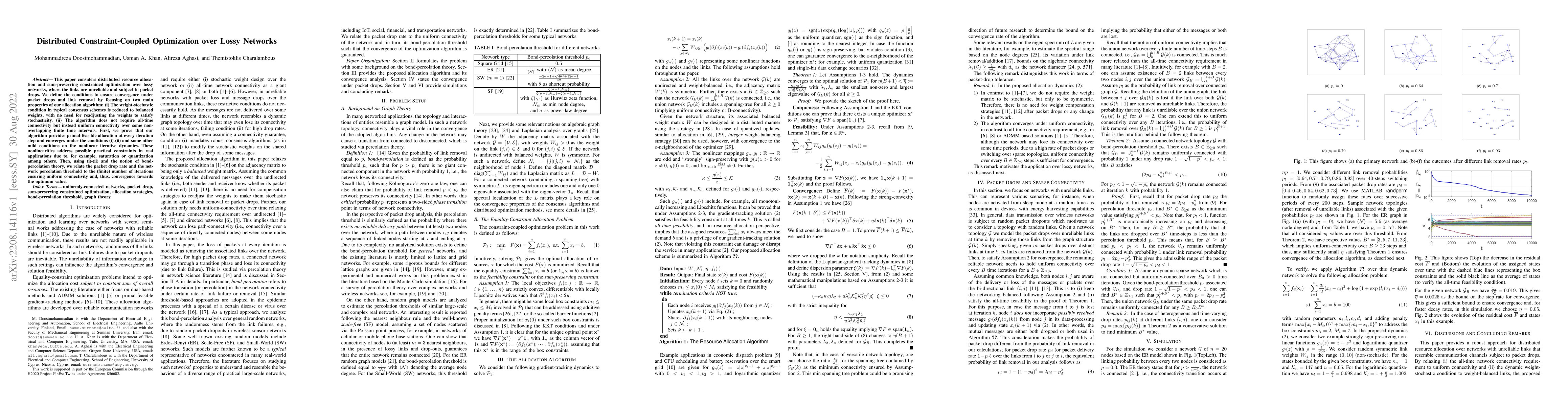 Thumbnail for Distributed Constraint-Coupled Optimization over Lossy Networks