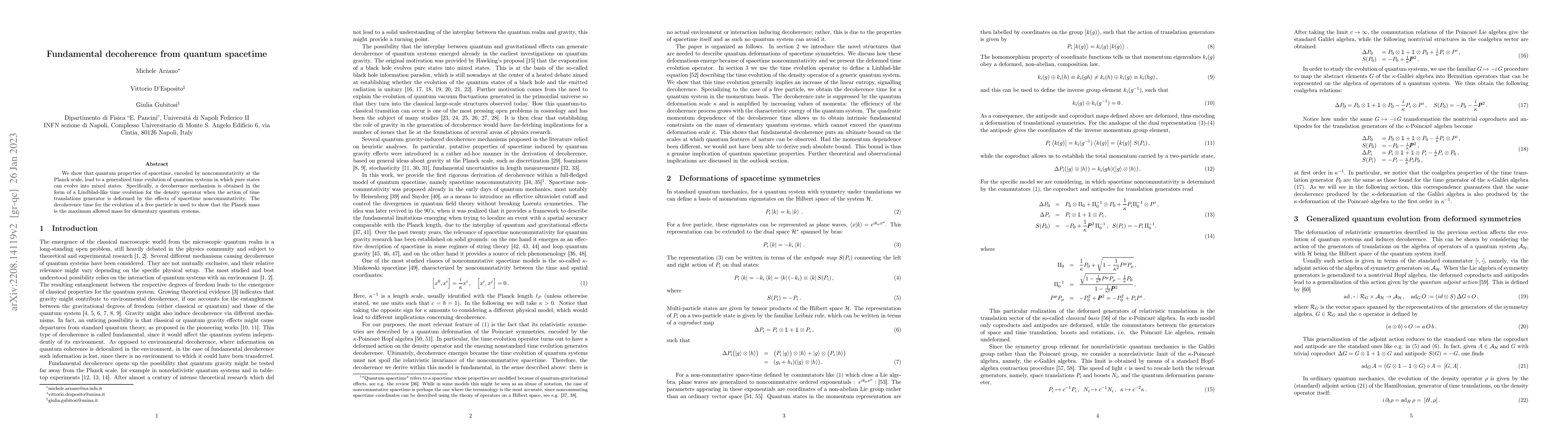 Thumbnail for Fundamental decoherence from quantum spacetime