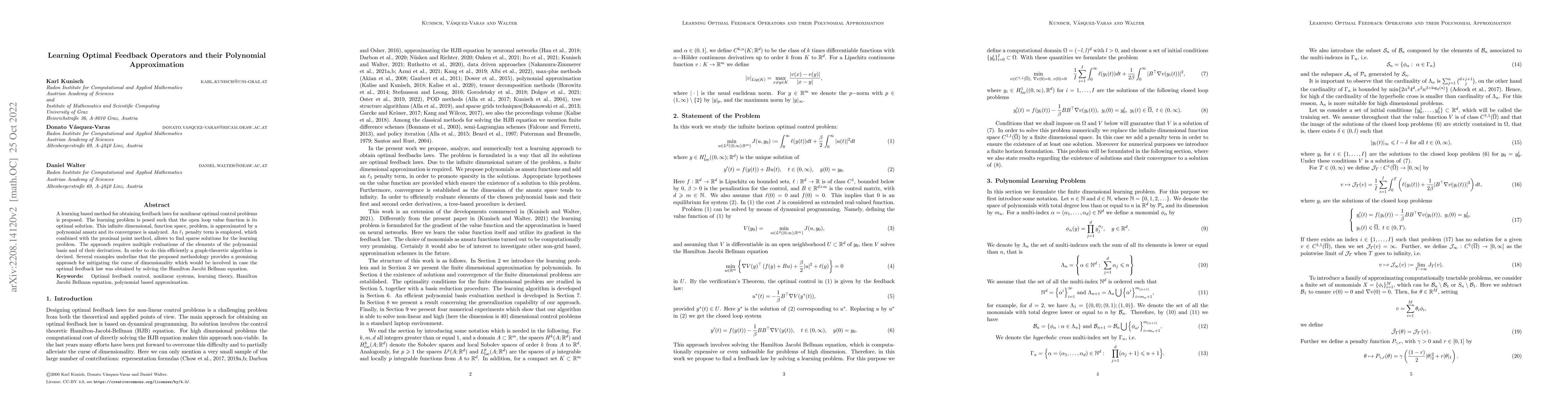Thumbnail for Learning Optimal Feedback Operators and their Polynomial Approximation