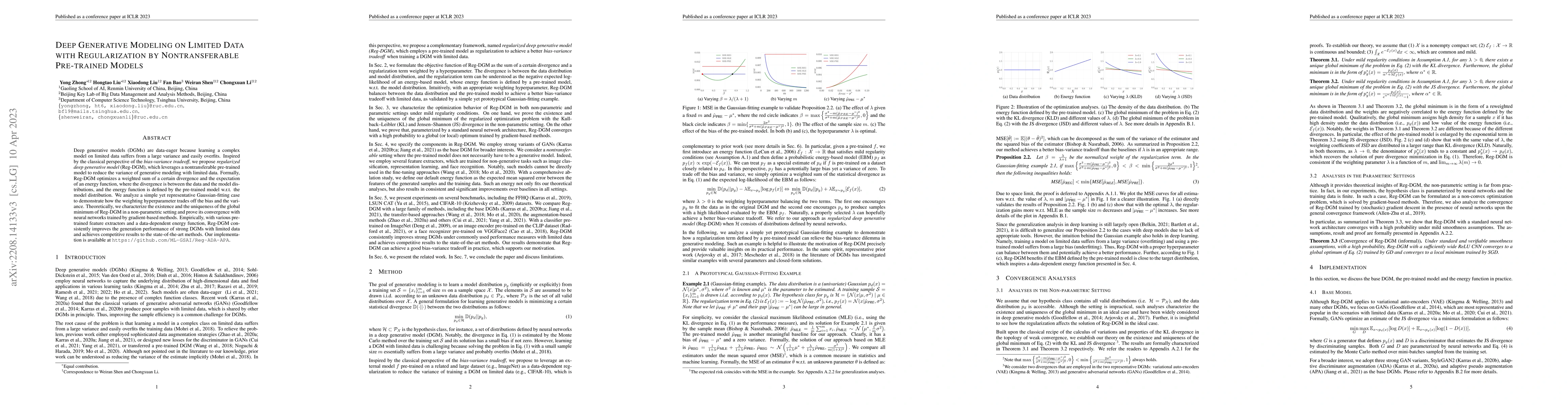 Thumbnail for Deep Generative Modeling on Limited Data with Regularization by
  Nontransferable Pre-trained Models