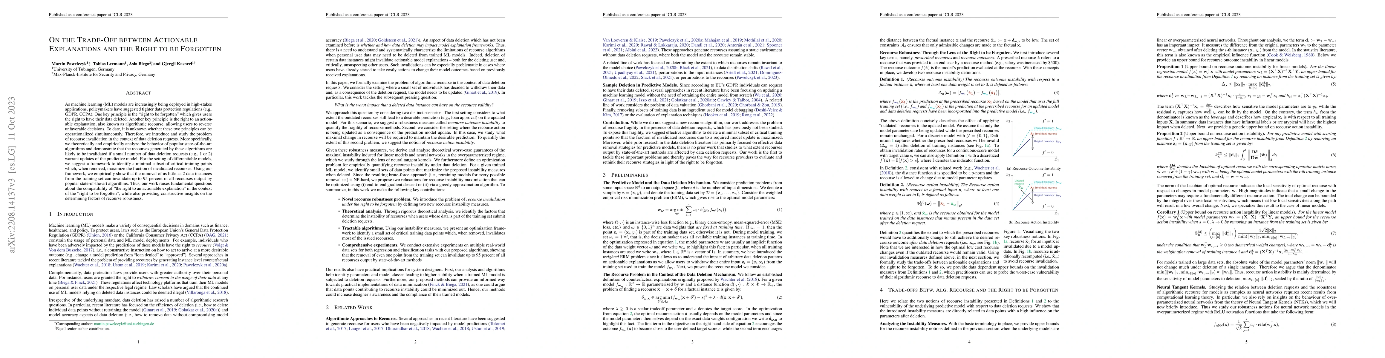 Thumbnail for On the Trade-Off between Actionable Explanations and the Right to be
  Forgotten