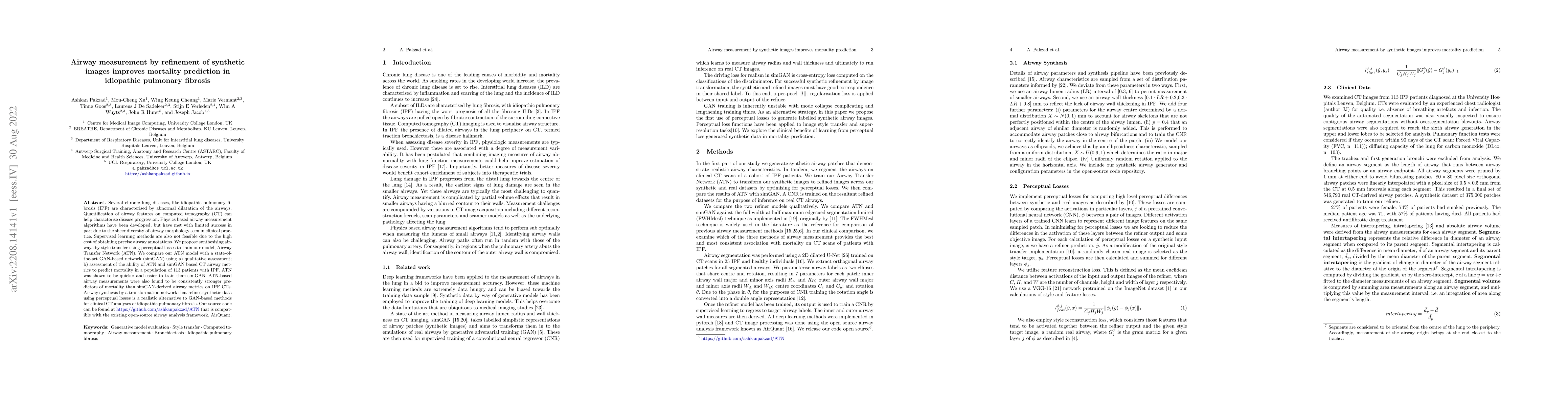 Thumbnail for Airway measurement by refinement of synthetic images improves mortality
  prediction in idiopathic pulmonary fibrosis