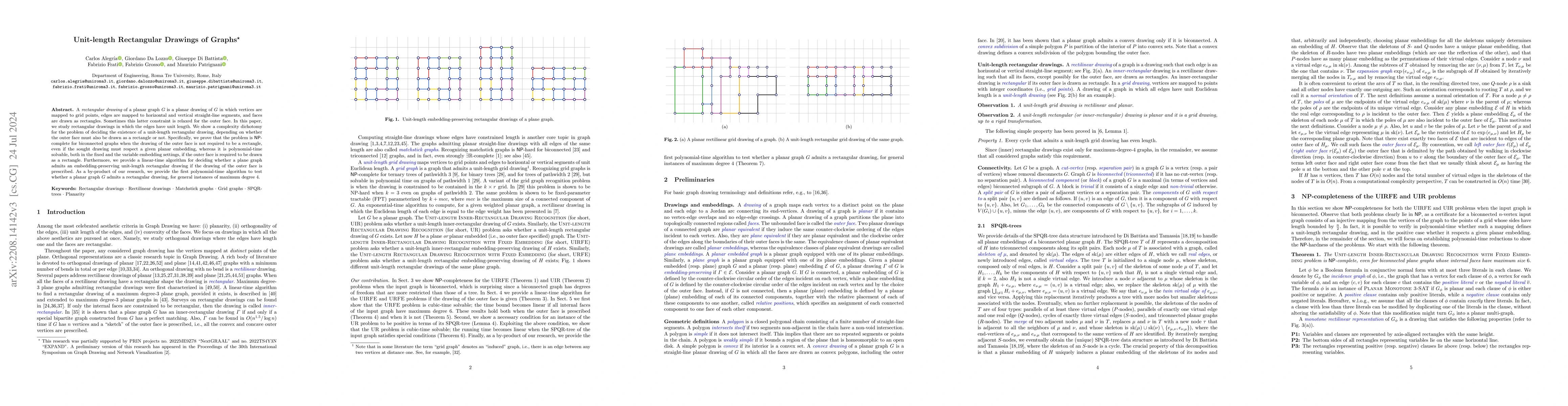Thumbnail for Unit-length Rectangular Drawings of Graphs