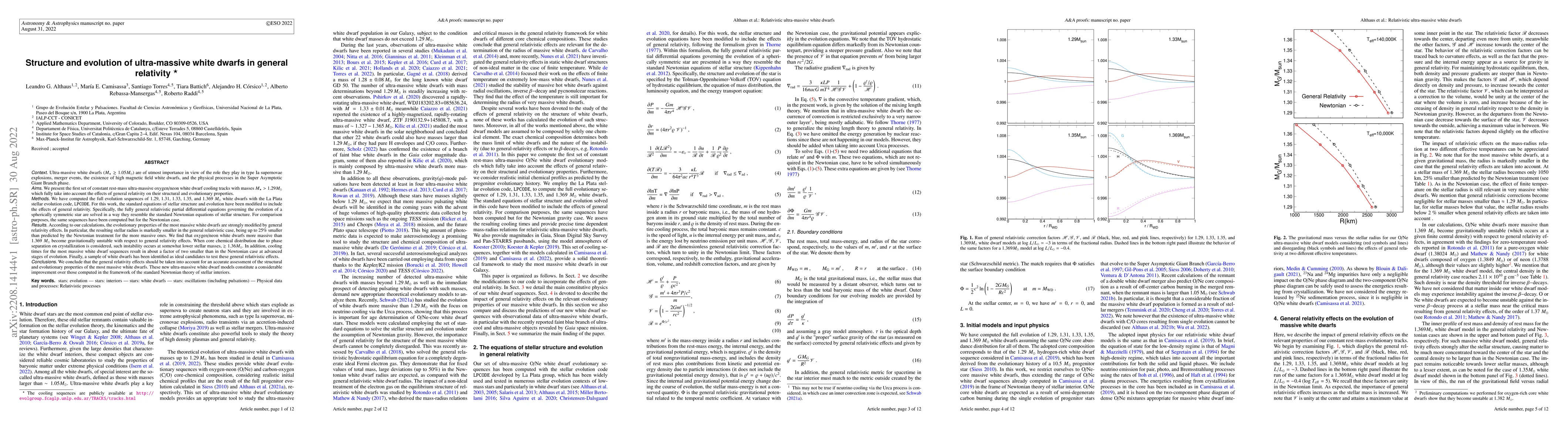Thumbnail for Structure and evolution of ultra-massive white dwarfs in general
  relativity
