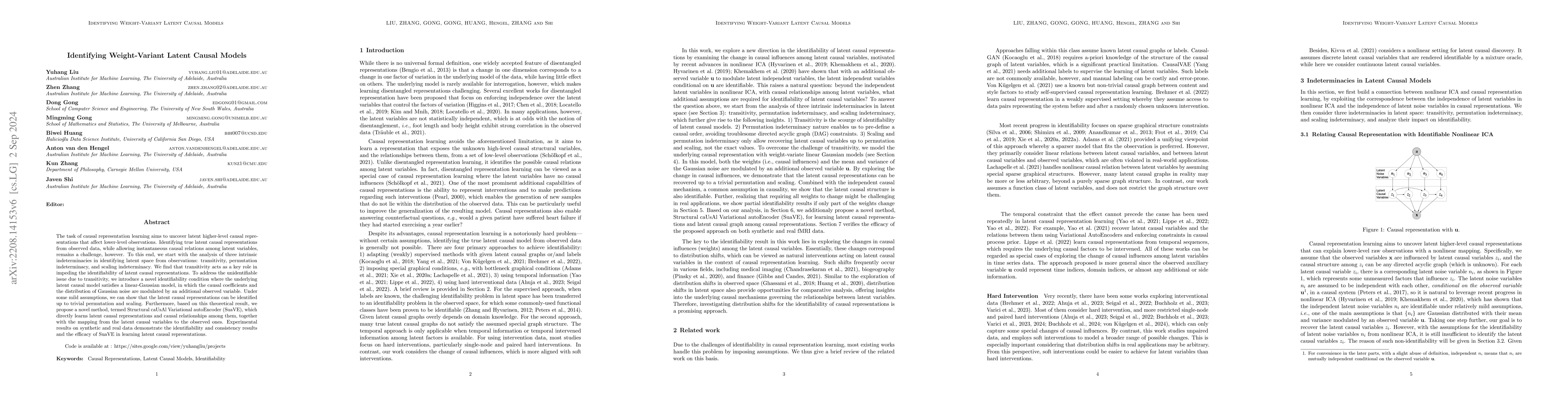 Thumbnail for Identifying Weight-Variant Latent Causal Models