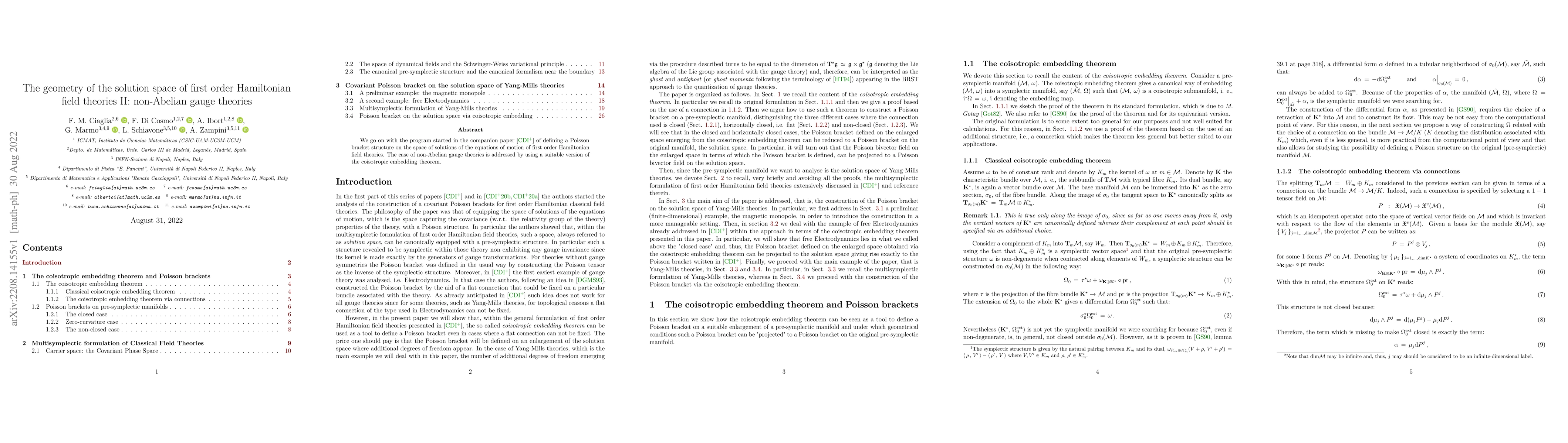 Thumbnail for The Geometry of the solution space of first order Hamiltonian field
  theories II: non-Abelian gauge theories