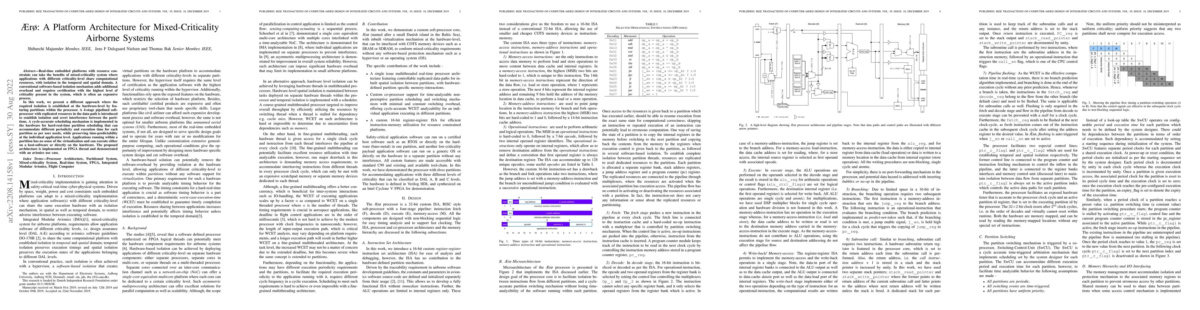 Thumbnail for {\AE}r{\o}: A Platform Architecture for Mixed-Criticality Airborne
  Systems
