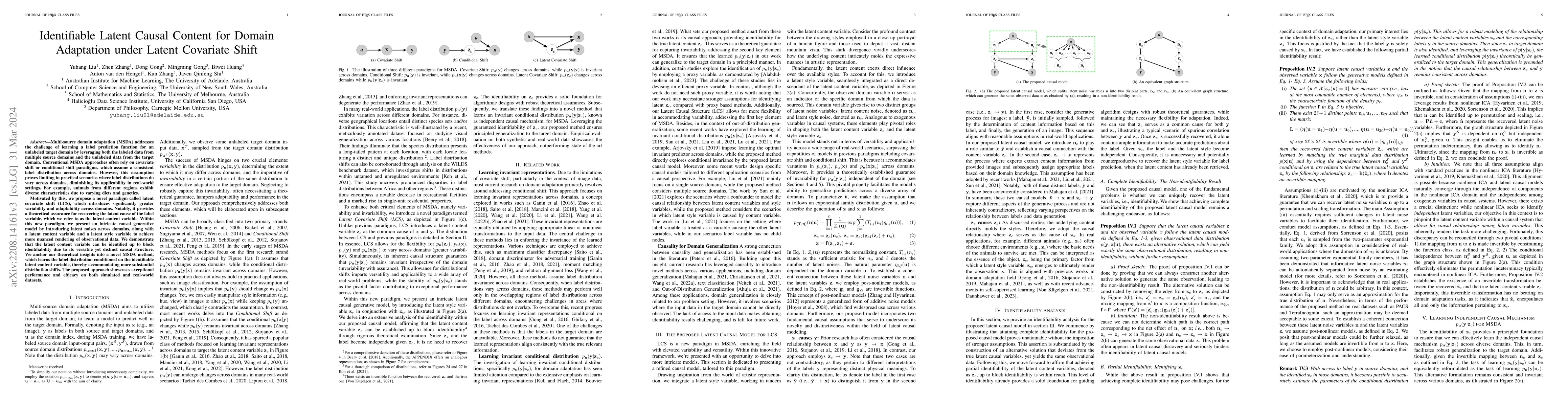 Thumbnail for Identifiable Latent Causal Content for Domain Adaptation under Latent
  Covariate Shift