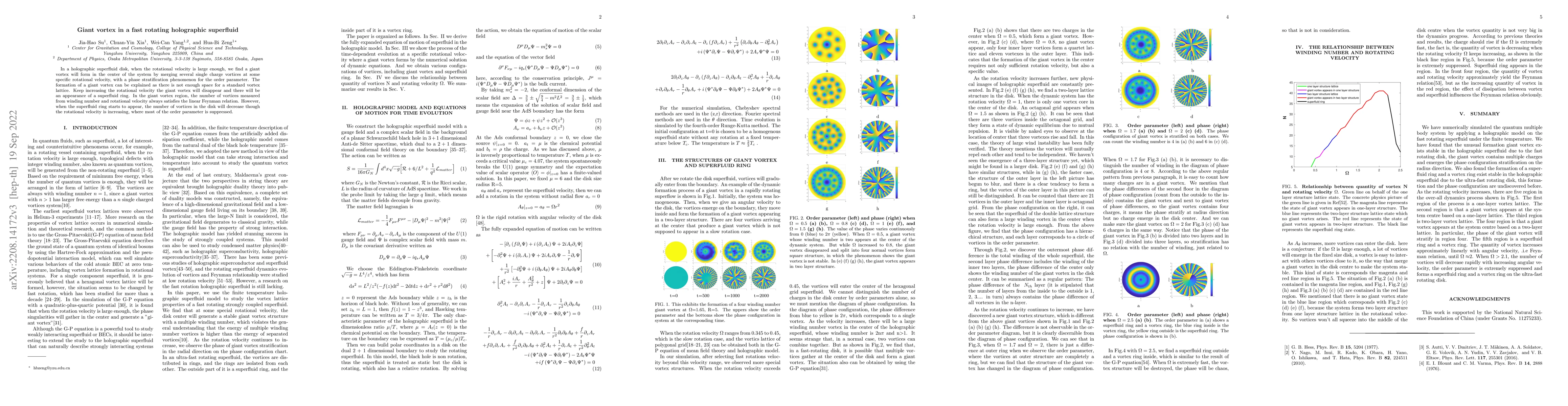 Thumbnail for Giant vortex in a fast rotating holographic superfluid