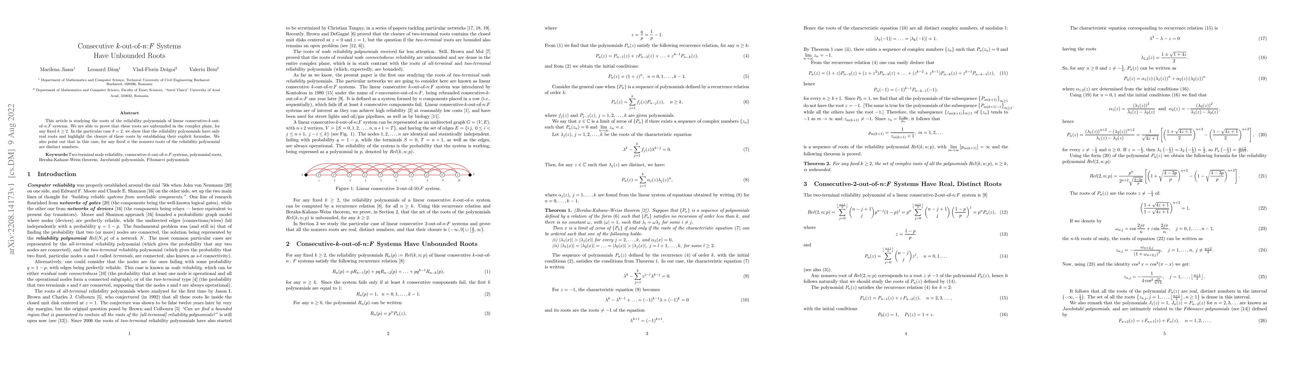 Thumbnail for Consecutive k-out-of-n:F Systems Have Unbounded Roots