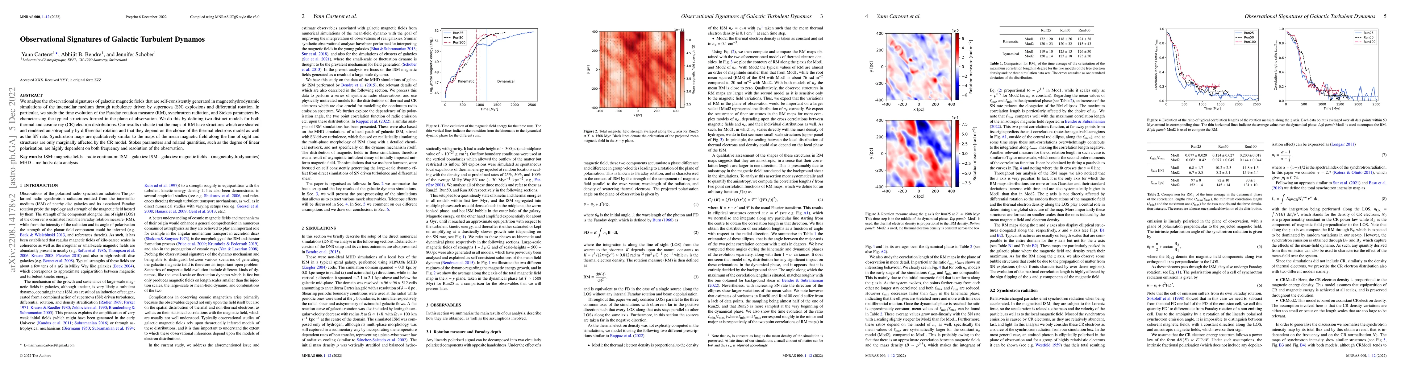Thumbnail for Observational Signatures of Galactic Turbulent Dynamos