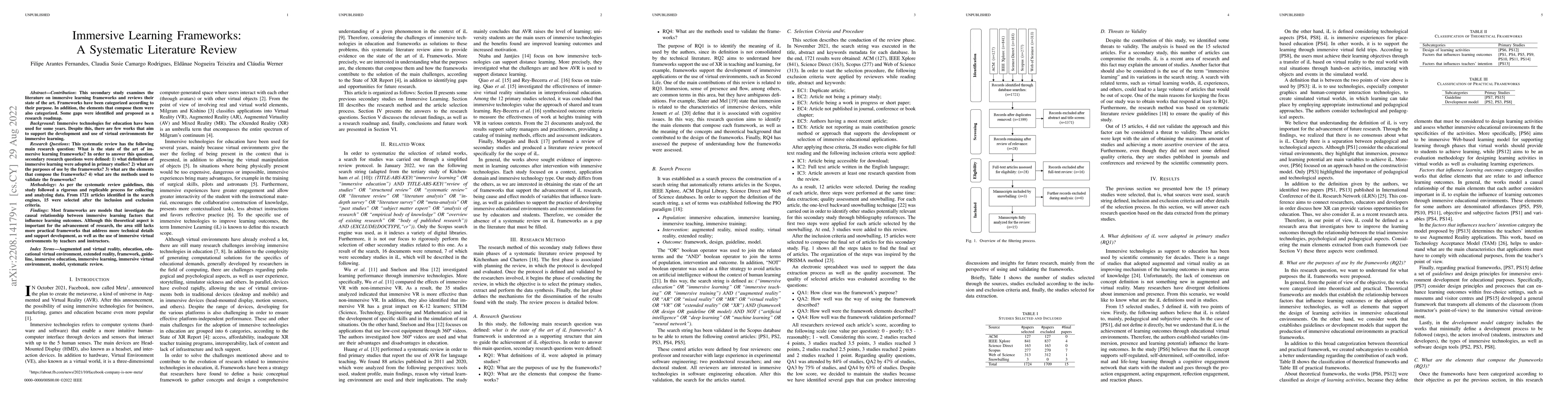 Thumbnail for Immersive Learning Frameworks: A Systematic Literature Review
