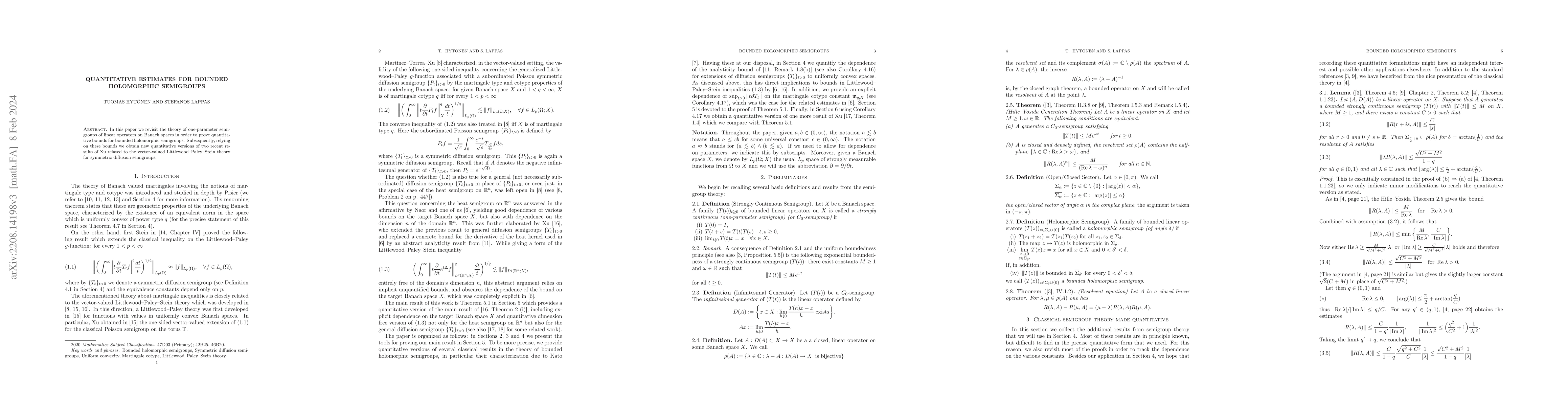 Thumbnail for Quantitative estimates for bounded holomorphic semigroups