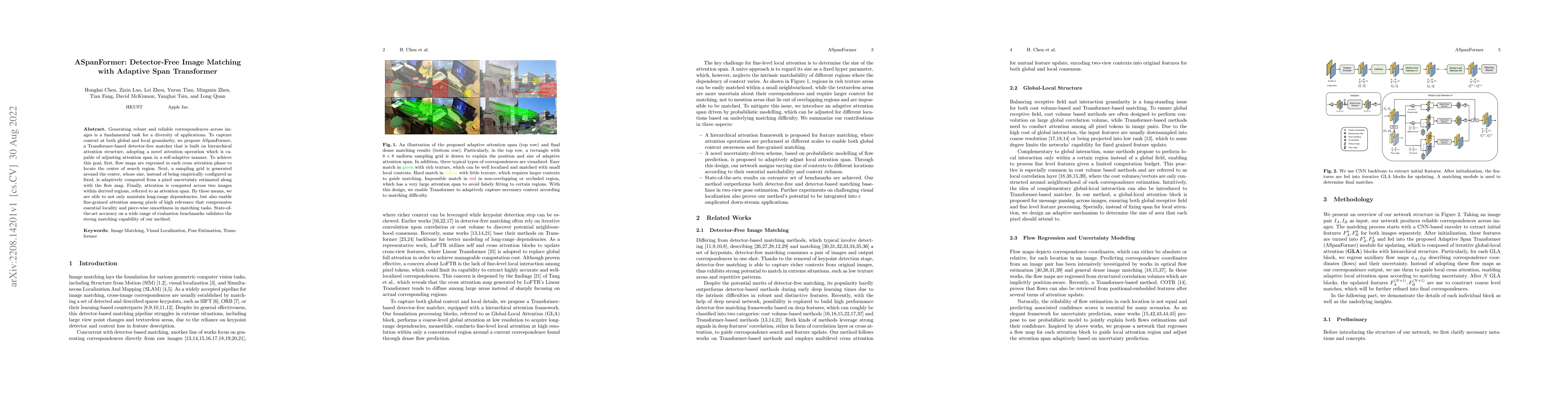 Thumbnail for ASpanFormer: Detector-Free Image Matching with Adaptive Span Transformer