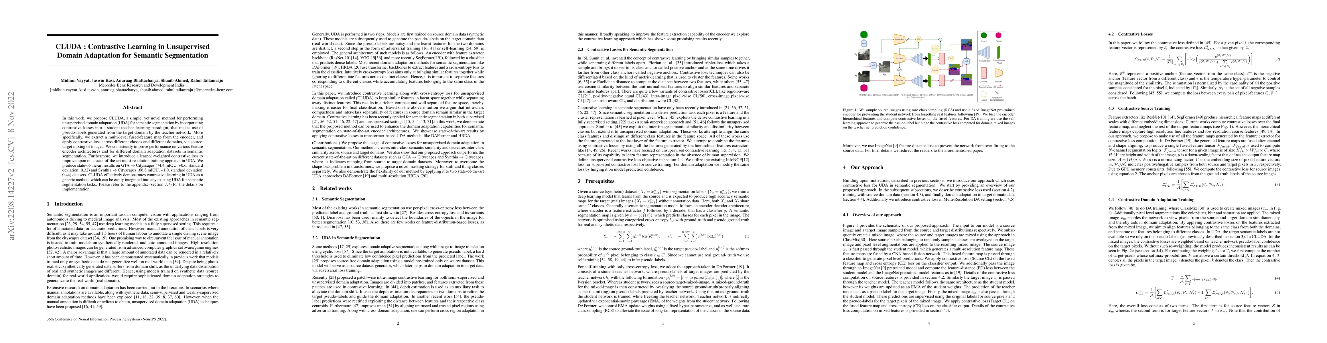 Thumbnail for CLUDA : Contrastive Learning in Unsupervised Domain Adaptation for
  Semantic Segmentation