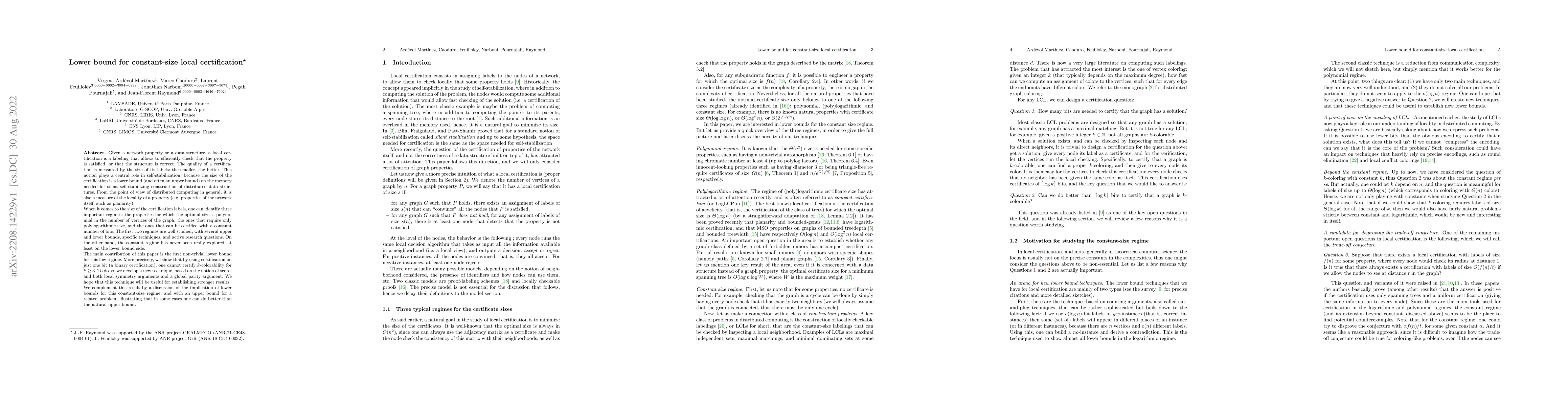 Thumbnail for Lower bound for constant-size local certification