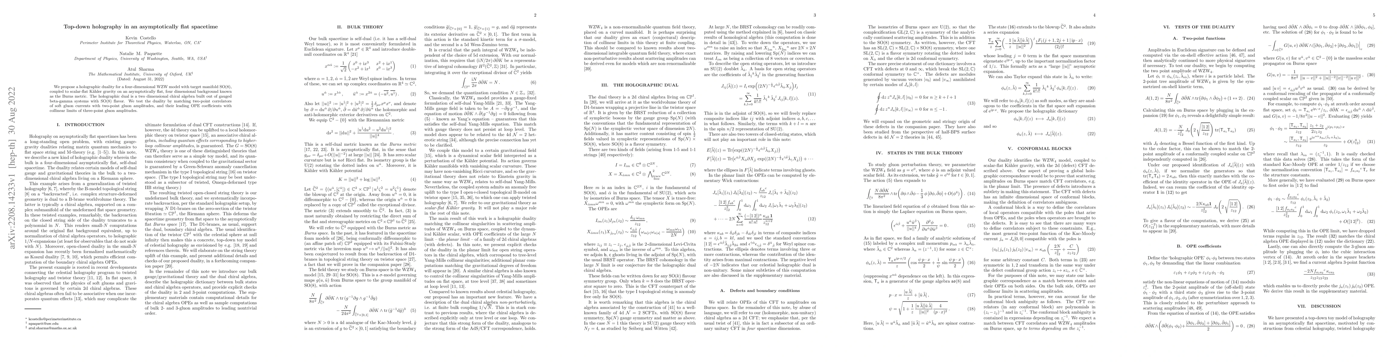Thumbnail for Top-down holography in an asymptotically flat spacetime