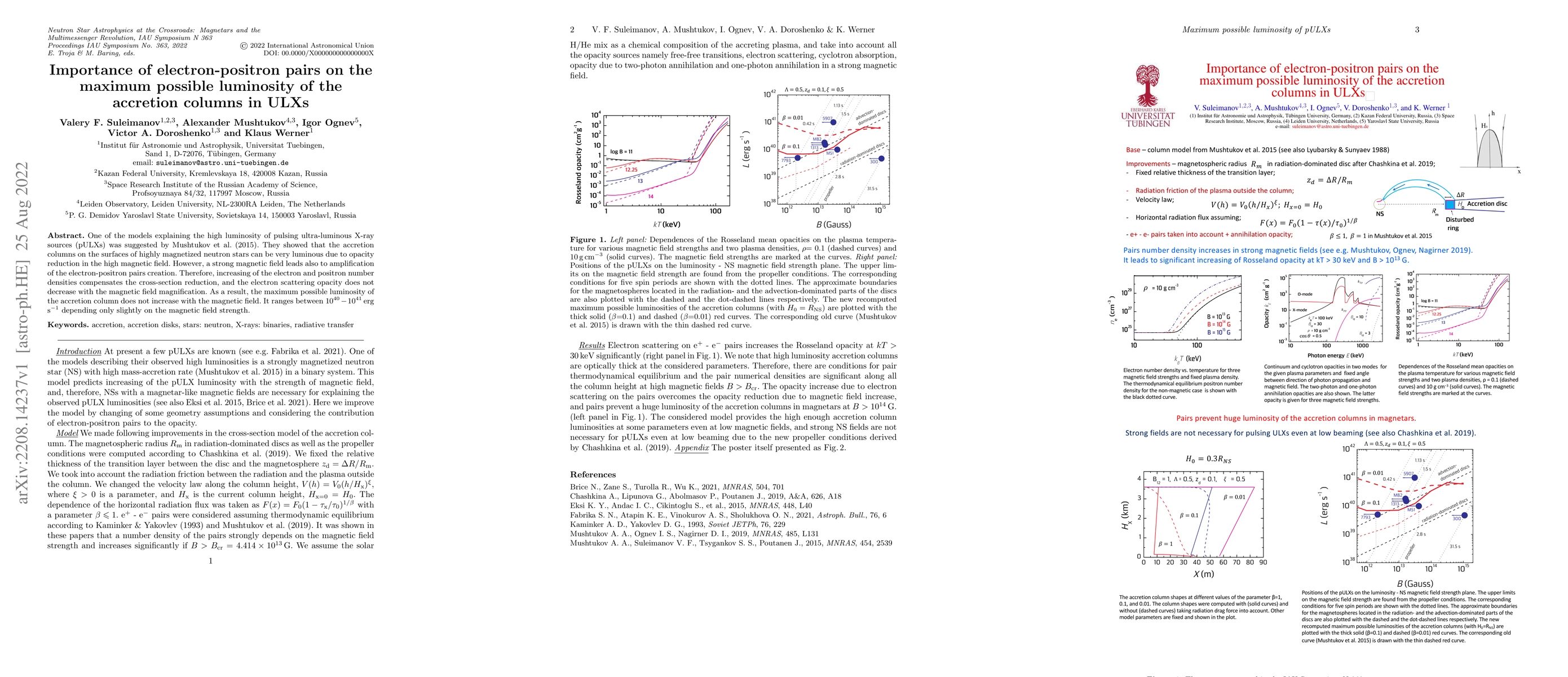 Thumbnail for Importance of electron-positron pairs on the maximum possible luminosity
  of the accretion columns in ULXs