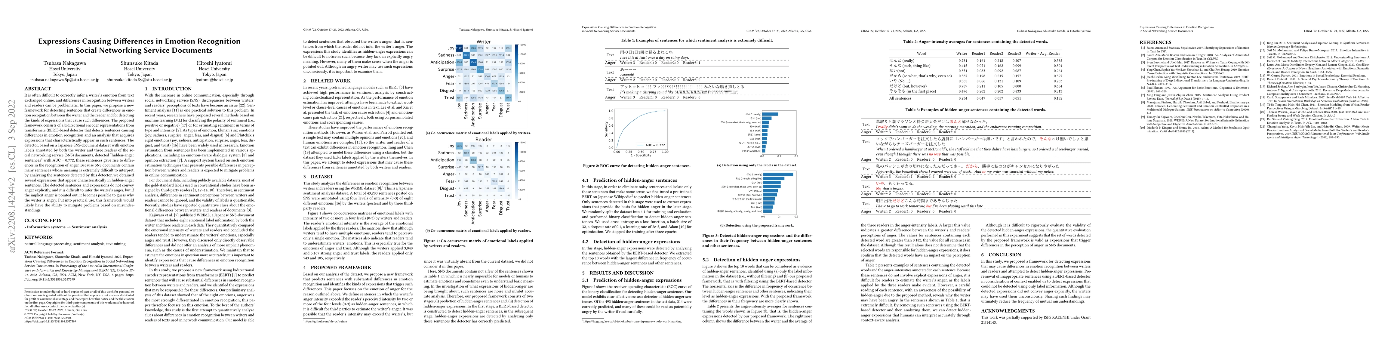 Thumbnail for Expressions Causing Differences in Emotion Recognition in Social
  Networking Service Documents