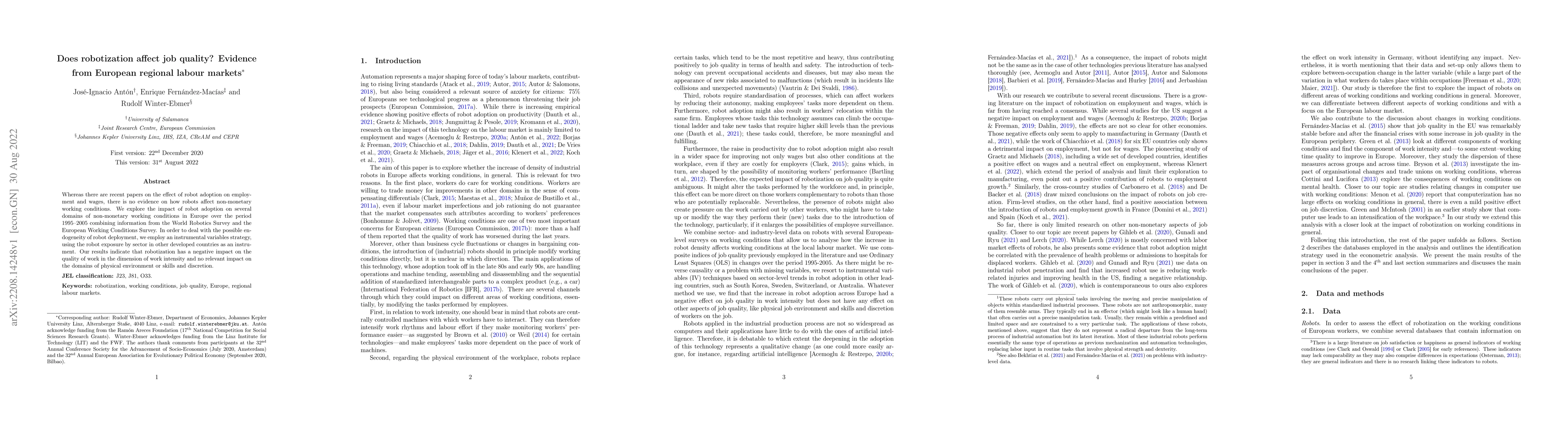 Thumbnail for Does robotization affect job quality? Evidence from European regional
  labour markets
