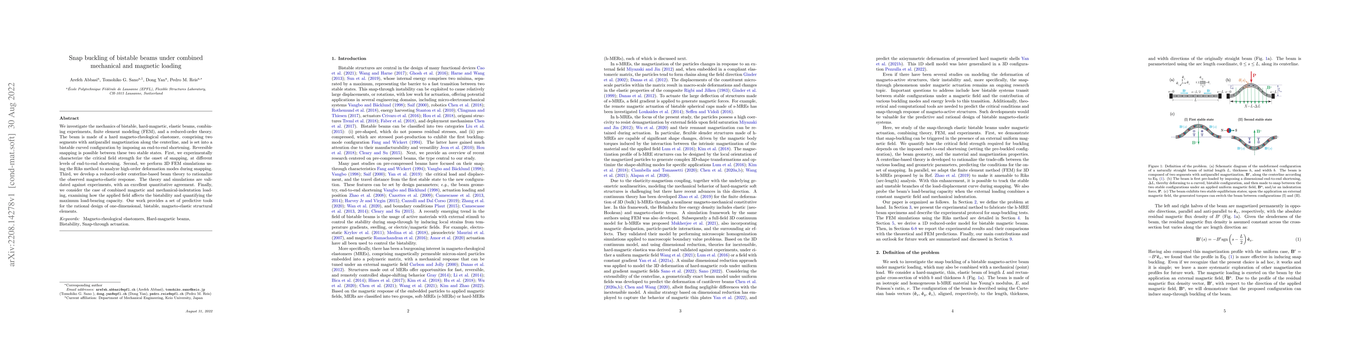 Thumbnail for Snap buckling of bistable beams under combined mechanical and magnetic
  loading