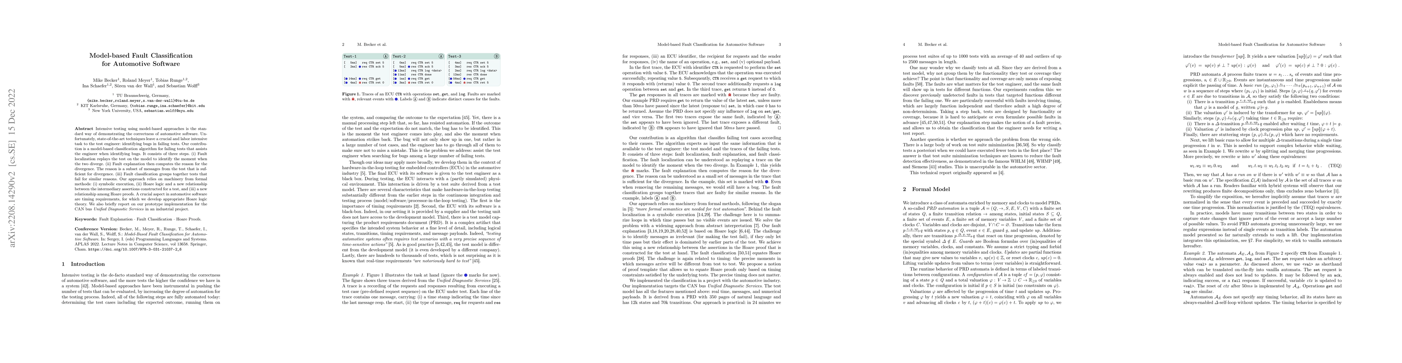 Thumbnail for Model-based Fault Classification for Automotive Software