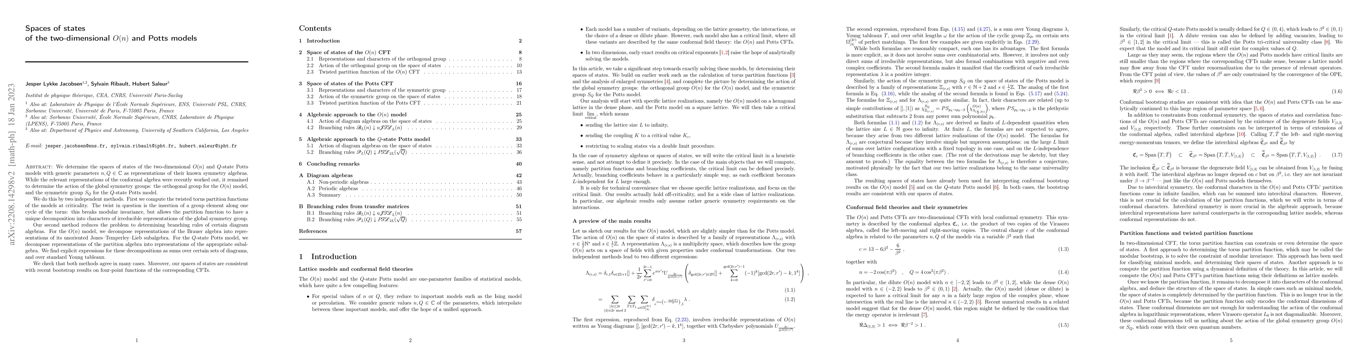 Thumbnail for Spaces of states of the two-dimensional O(n) and Potts models