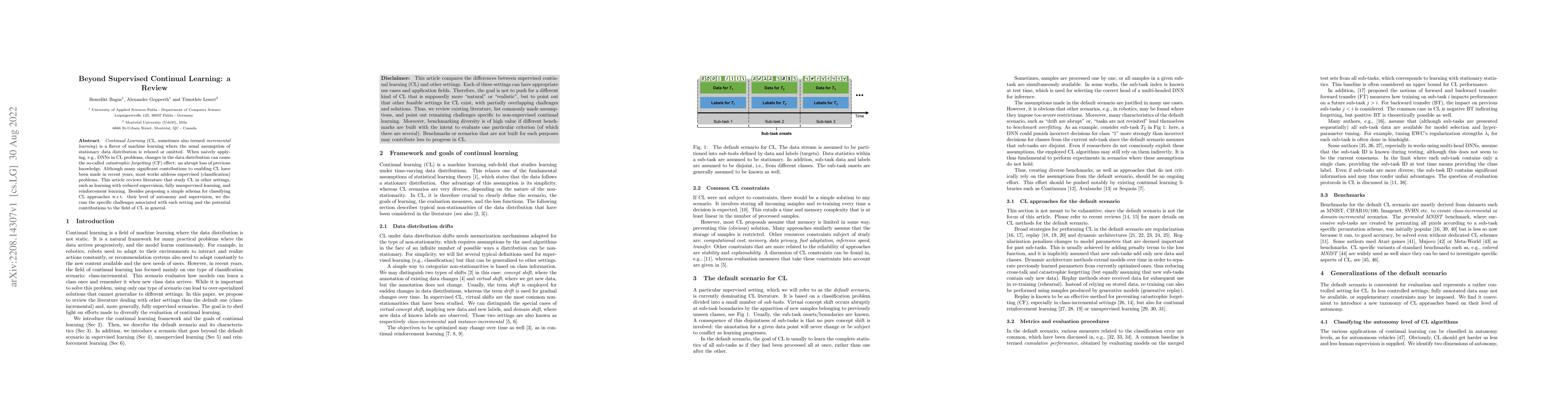 Thumbnail for Beyond Supervised Continual Learning: a Review