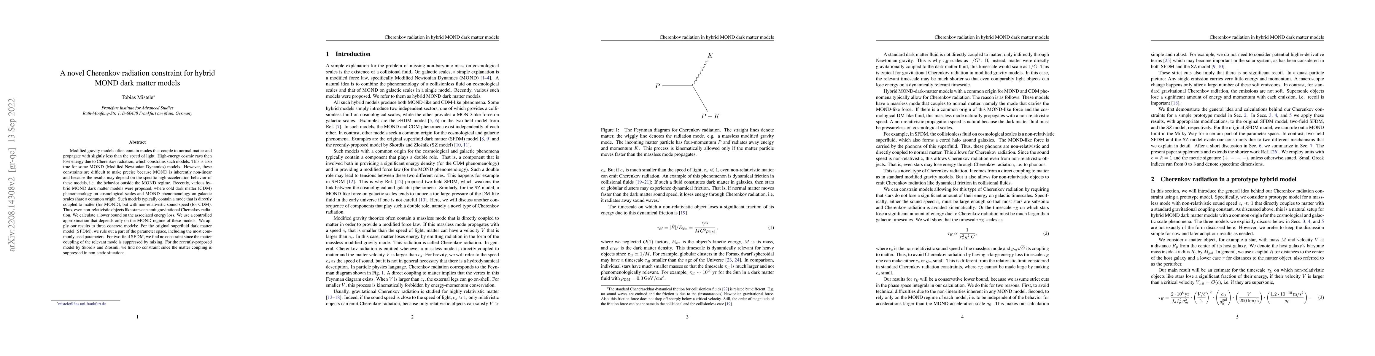 Thumbnail for A novel Cherenkov radiation constraint for hybrid MOND dark matter
  models