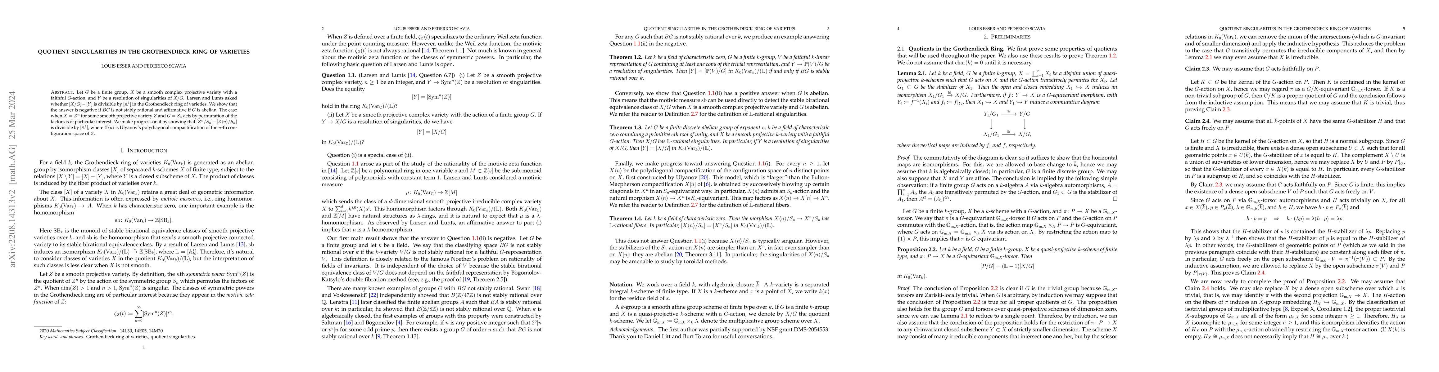 Thumbnail for Quotient singularities in the Grothendieck ring of varieties