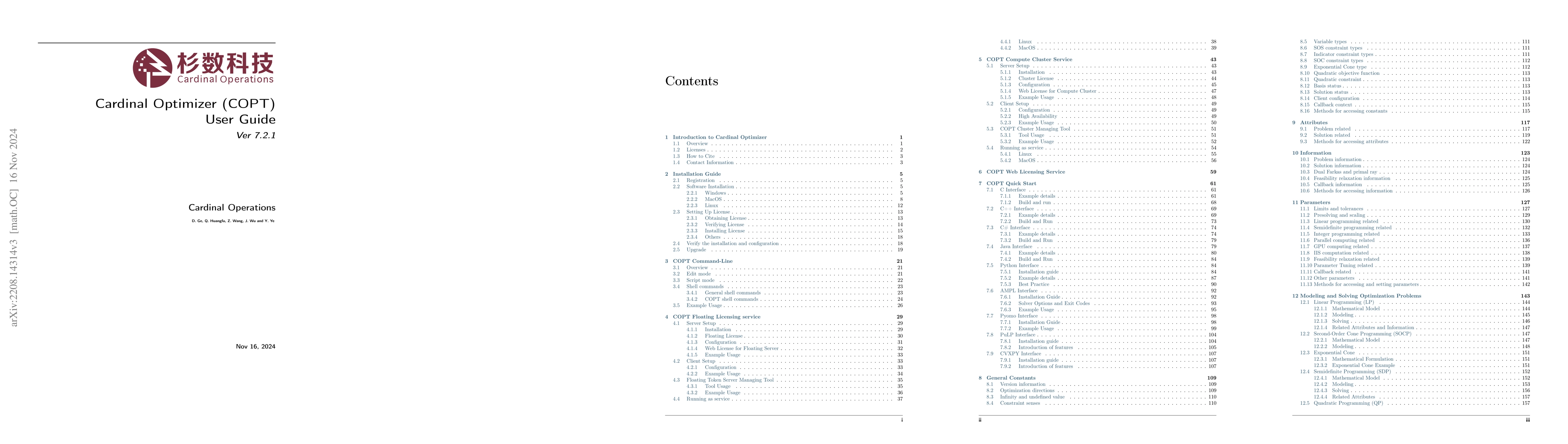 Thumbnail for Cardinal Optimizer (COPT) User Guide